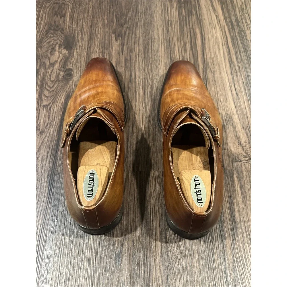 Magnanni Marco Monk Strap Dress Shoes Brown Leather Made Spain Men Size 10.5M